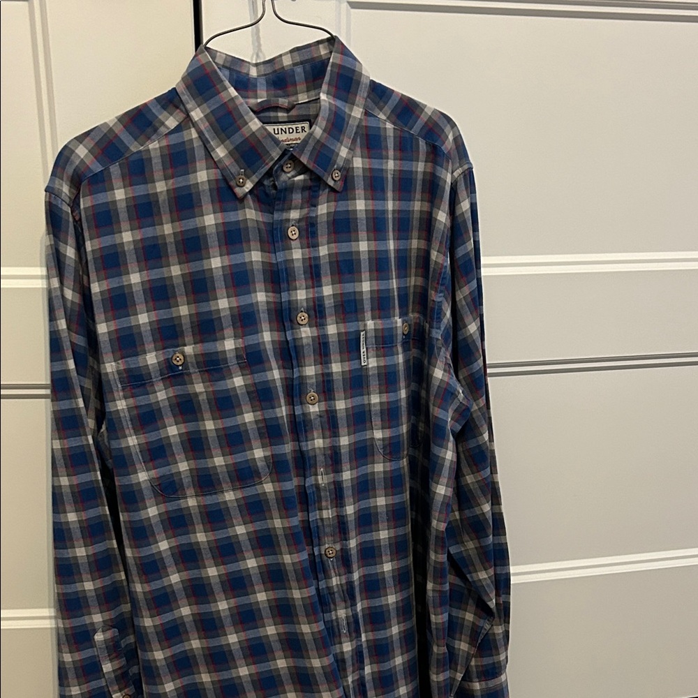 Men's Over Under Blue Plaid Button-Down Shirt